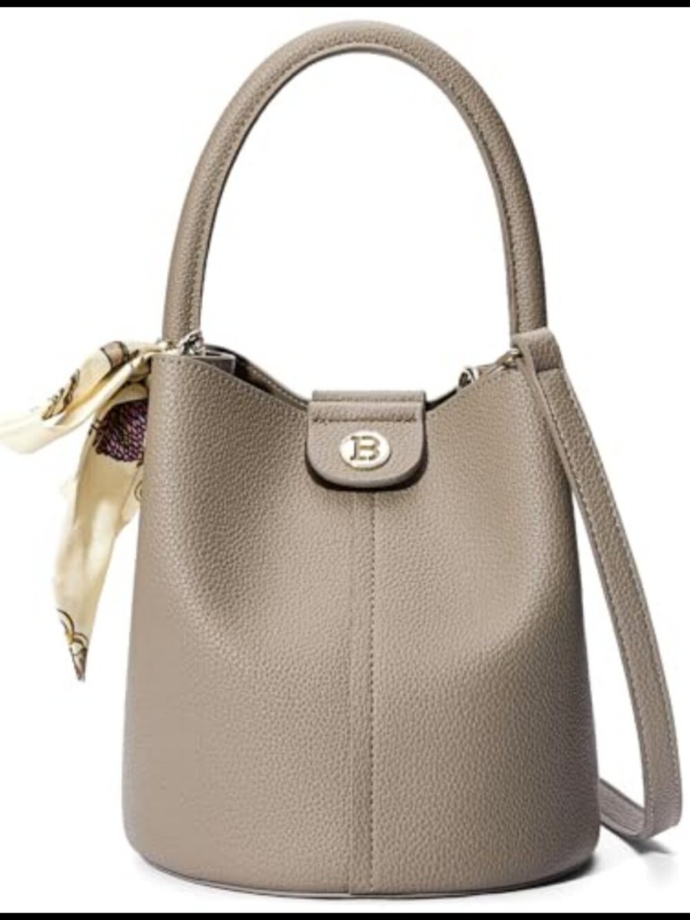 Vegan Leather Bucket Crossbody Bag for Women with Detachable Strap